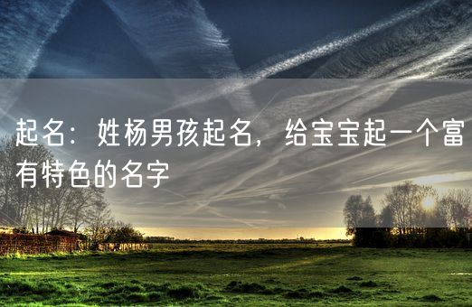 起名：姓杨男孩起名，给宝宝起一个富有特色的名字(图1)