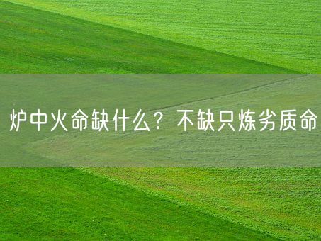 炉中火命缺什么？不缺只炼劣质命(图1)