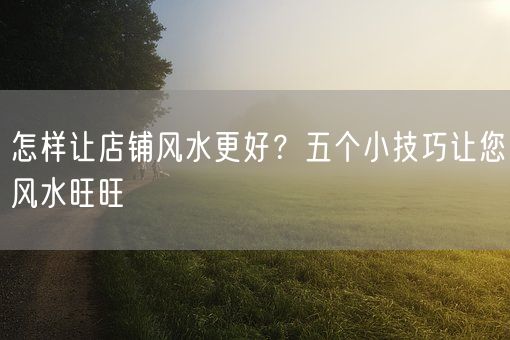怎样让店铺风水更好？五个小技巧让您风水旺旺(图1)