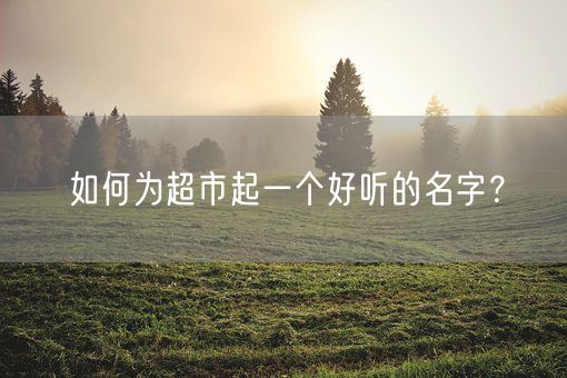 如何为超市起一个好听的名字？(图1)
