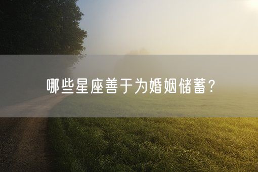 哪些星座善于为婚姻储蓄？(图1)