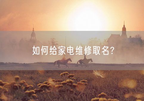 如何给家电维修取名？(图1)