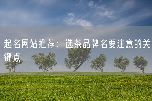 起名网站推荐：选茶品牌名要注意的关键点(图1)