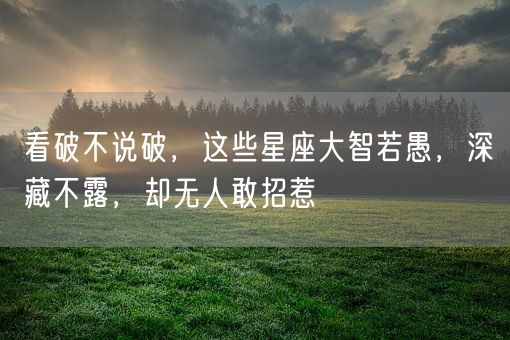 看破不说破，这些星座大智若愚，深藏不露，却无人敢招惹(图1)