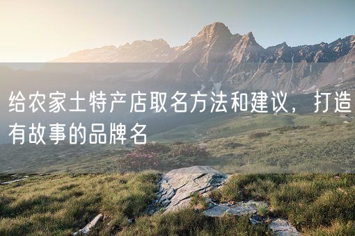 给农家土特产店取名方法和建议，打造有故事的品牌名(图1)
