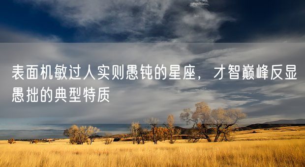 表面机敏过人实则愚钝的星座，才智巅峰反显愚拙的典型特质(图1)