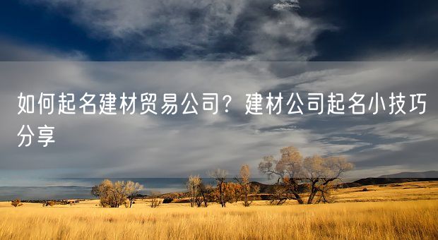 如何起名建材贸易公司？建材公司起名小技巧分享(图1)