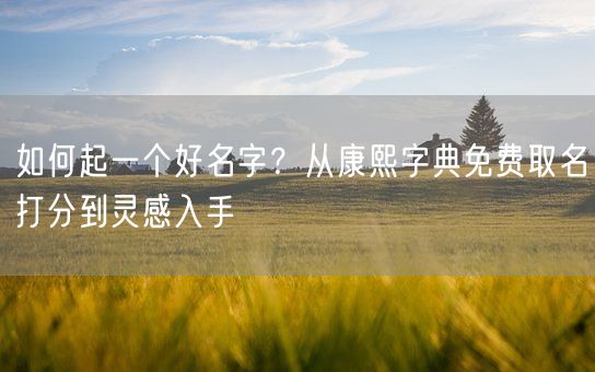 如何起一个好名字？从康熙字典免费取名打分到灵感入手(图1)