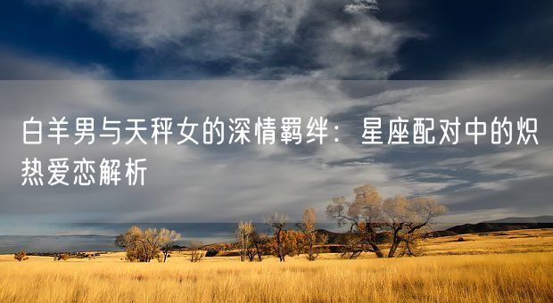 白羊男与天秤女的深情羁绊:星座配对中的炽热爱恋解析(图1) 白羊男与天秤女的深情羁绊:星座配对中的炽热爱恋解析(图1)