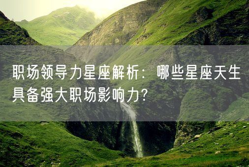 职场领导力星座解析：哪些星座天生具备强大职场影响力？(图1)