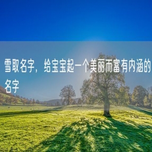 雪取名字，给宝宝起一个美丽而富有内涵的名字