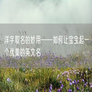 洋字取名的妙用——如何让宝宝起一个优美的英文名