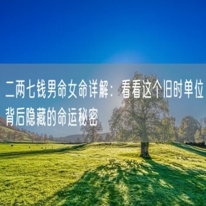 二两七钱男命女命详解：看看这个旧时单位背后隐藏的命运秘密