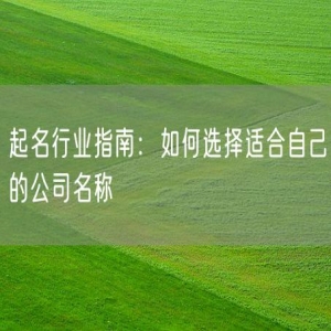 起名行业指南：如何选择适合自己的公司名称