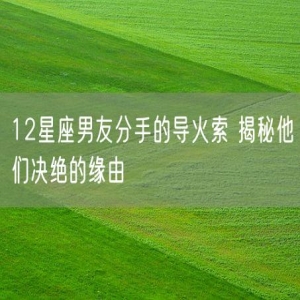 12星座男友分手的导火索 揭秘他们决绝的缘由